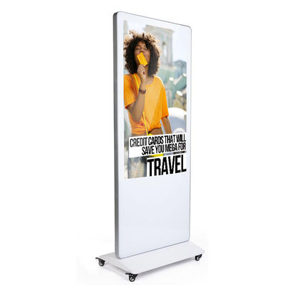 Layar Sentuh LCD Bergerak Digital Signage Advertising Kiosk Floor Standing