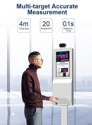 TFT LCD Digital Advertising Display dengan Hand Sanitizer Dispenser dan Kios Pemeriksaan Suhu Termal