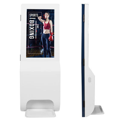 Dinding Mount LCD Digital Signage Mengukur Suhu Dengan Dispenser Pembersih Tangan
