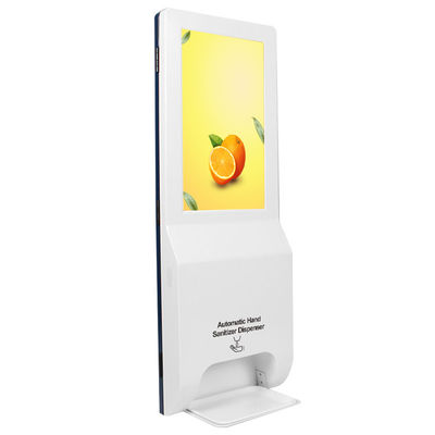 Dinding Mount LCD Digital Signage Mengukur Suhu Dengan Dispenser Pembersih Tangan