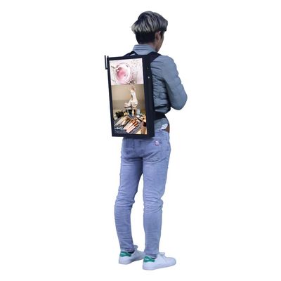GPS Human Walking Backpack Layar Sentuh LCD Tampilan Iklan Digital Signage