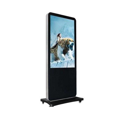 55 Inch Portable LCD Advertising Floor Stand Kios Dengan Roda Dan Kamera